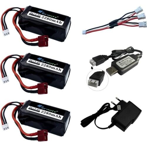 7.4V 2280mAh Battery Charger Sets for A949 A959-B A969-B A979-B K929-B Remote Control Car 2s LiPo Battery for Wltoys car Parts