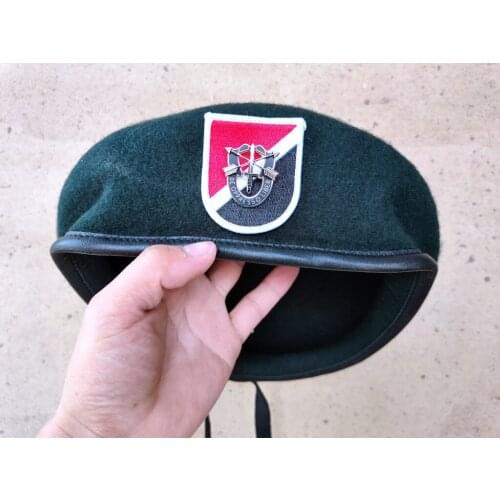 United States US Army 6th Special Forces Group Wool Green Beret SPECIAL FORCES SF INSIGNIA Military Hat 1963~1971