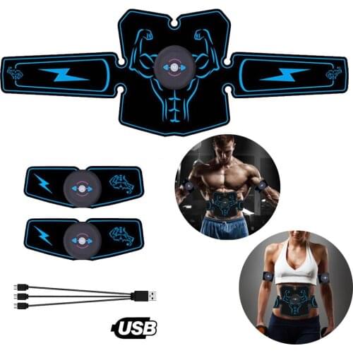 Abdominal EMS Muscle Stimulator USB Charging ABS Gel Pad Stimulator Belt Slimming Bandage Vibration Fitness Equipments Slimming