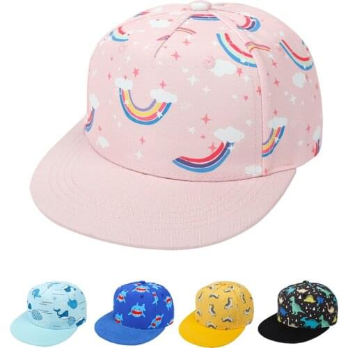 Children Baseball Cap Summer Breathable Kids Sun Hat Cartoon Print Dome Hats Boy Girl Hip Hop Cotton Snapback Caps for 2-8 Years