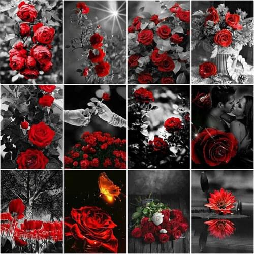 FIYO Full Square/Round Drill 5D DIY Diamond Painting "Rose Flower" Romantic Love Embroidery Cross Stitch Home Decor Mosaic Gift