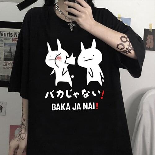 Baka Rabbit Japanese T Shirt Summer Women Harajuku Streetwear Short-sleeve T-shirt