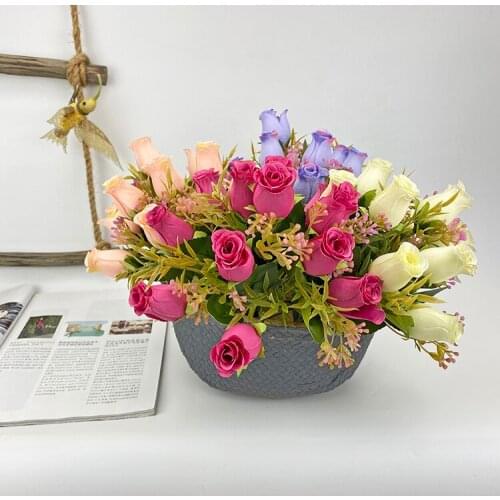 Rose artificial bouquet, silk flower suit, decoration, living room, interior decoration, dining table, plastic artificial flower