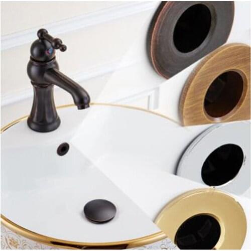 Brass Basin Overflow Hole Cover Vintage Washbasin Decorative Case Wash Table Plug Bathroom Hardware Accessories