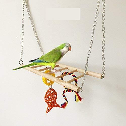 Bird Wood Climbing Ladder Parrot Colorful Hanging Bridge for Parakeet Cockatiel Conure Cockatoo Budgie Lovebird Finch Canary