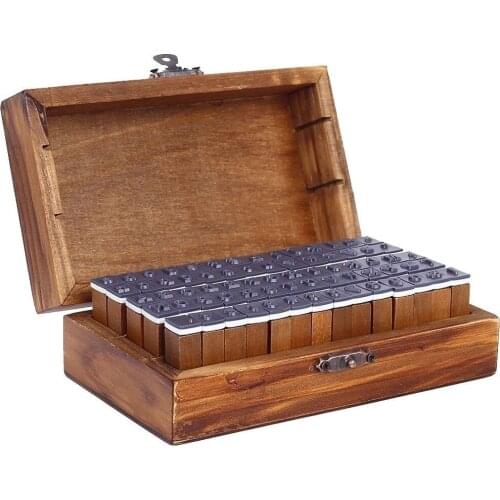 70pcs Multi-purpose Alphabet Letter Number Wood Rubber Stamps Set Wooden Box EM88