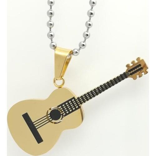 Fashion Jewelry Accessories 316L Stainless Steel High Level Technology Guitar Necklace Men Female Models Couple Gifts