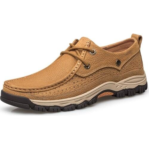 Genuine Leather Men Casual Shoes Plus Size 46 Leather Flats Shoes Moccasins Soft Breathable Men Loafers Oxfords Driving Shoes