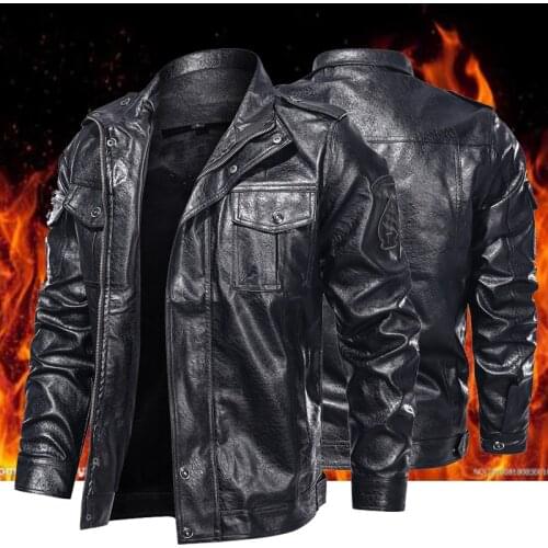 2020 Men Winter Jacket Brand Vintage Motor Distressed Leather Jacket Coat Mens Clothing Casual Outwear Faux Leather Jackets 5XL