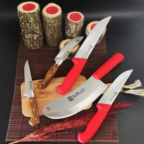 SürLaz 5 Piece Knife Set Handmade Knife Reds Series Line Armor