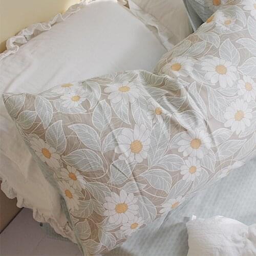Floral Pillow Case Cotton Floret Pillowcase Japan Style Plant Printing Sleeping Pillow Cover Decorative Hotel Home Dorm 47x74cm