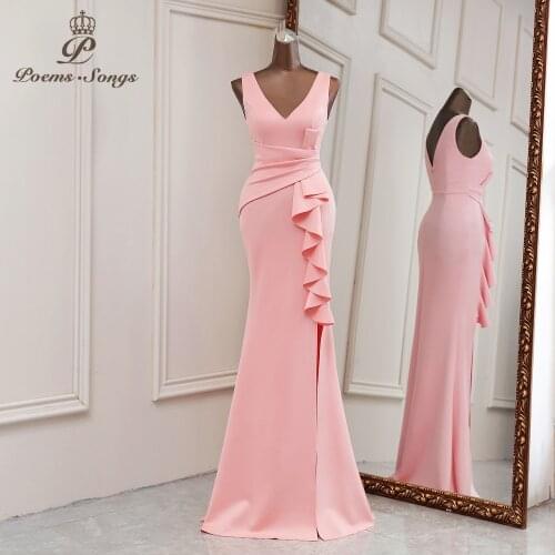 2021New pink Mermaid Evening dresses prom dress Bridal dresses vestidos de promocion Bridesmaid dresses wedding ceremony dresses
