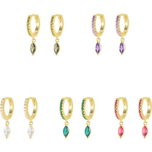 CANNER Real 925 Sterling Silver Dangle Earring Hoops For Teens 18K Plata Engagement Gift 2021 trend Horse Eye Zircon pendientes