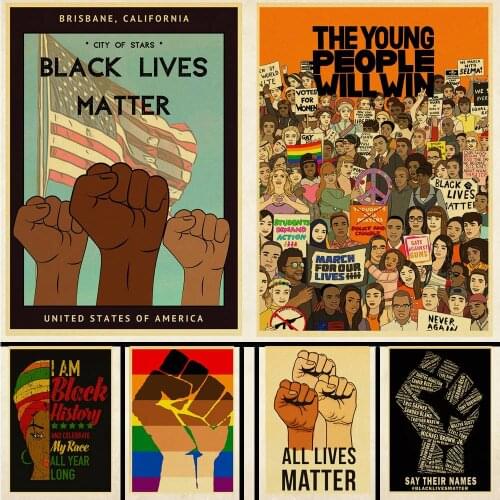 Black Lives Matter series of retro posters kraft paper wall stickers posters decorated in the bedroom cafe bar