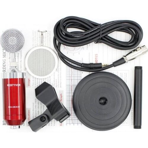 Professional Condenser Audio 3.5mm Wired BM8000 Studio Microphone Vocal Recording KTV Karaoke Microphone Mic Stand For Computer