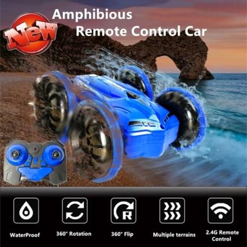 RC Amphibious Vehicle 4WD WaterProof 360 Degree Flip Off-Road Multi-terrain Racing 2.4G Radio Control Electric RC Car Kids' Toy