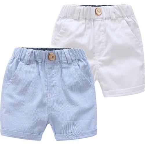 2021 Summer Fashion 2 3 4 6-10 Years 90-140cm Design Cotton Sports Solid Color Handsome Elastic Striped Shorts For Kids Baby Boy