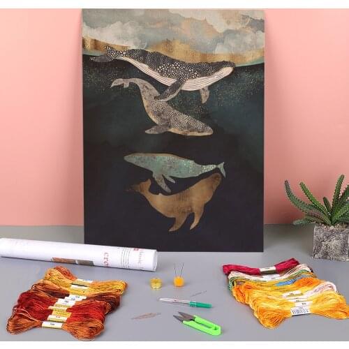 Modern Abstract Landscape Pre-Printed 11CT Cross Stitch DIY Embroidery Patterns DMC Threads Handmade Needlework Adults