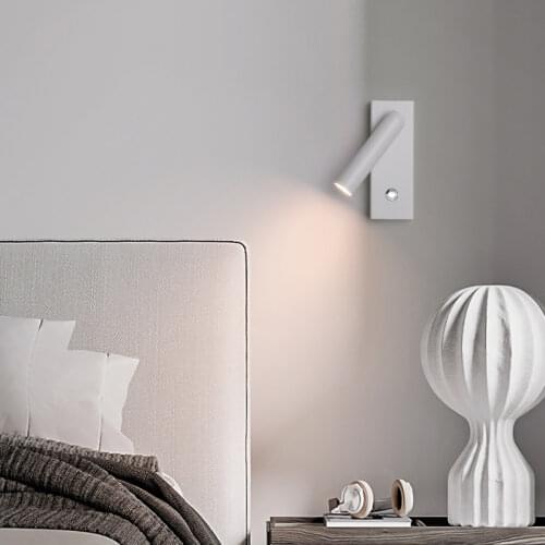 3W LED Bedside Rotating Reading Wall Lamp Bedroom Living Room Modern Minimalist Decoration Touch Switch Die-cast Aluminum LP16