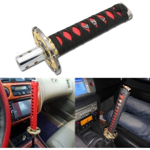 Universal JDM Samurai Sword Shift Knob 150MM/200MM/250MM Shifter With Adapters Gear Shift knob Katana Metal