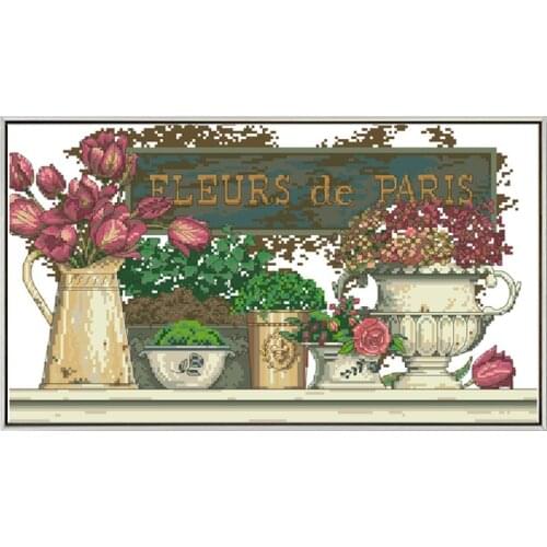 Vase Counted Cross Stitch Kits Pattern Printed Embroidery Sets 11CT 14CT DIY Needlework Home Decorations Crafts Canvas Paintings