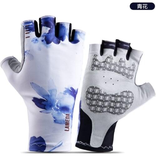 LAMEDA Antiskid Slicone Palm Cycling Gloves SBR Shock Absorption Bicycle Gloves Half Finger Soft Reflectvie Bicycle Gloves