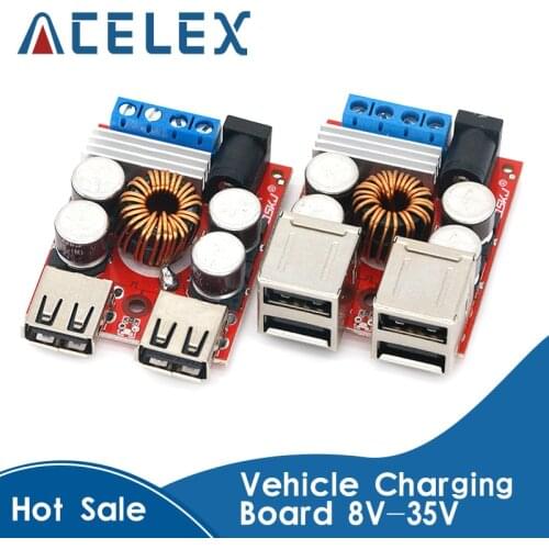DC-DC Vehicle Charging Board 8V-35V 5V 8A Power Supply Depressurization Module 2 4 port USB Output mobile Charger