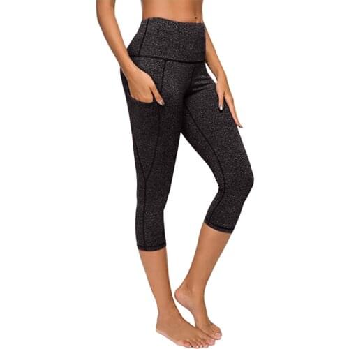 High Waisted Leggings For Women Womens Tight Elastic Quick Dry Solid Color Pocket Capris Seamless Yoga Pants Легинсы Женские