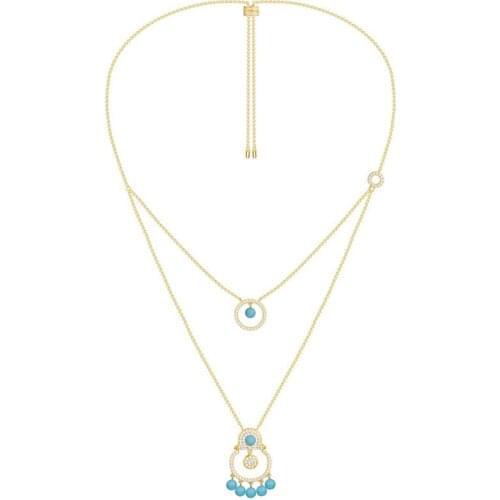 SLJELY Luxury Brand 925 Sterling Silver Micro Cubic Zirconia Green Stones Double Strand Necklace With Beads Women Jewelry