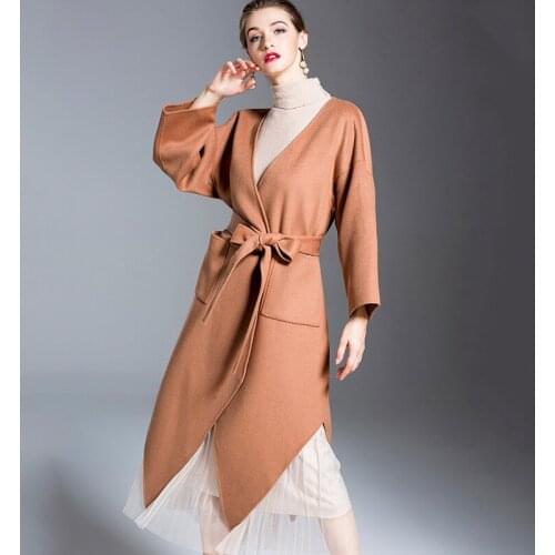 Womens winter overcoats black camel Double-sided wool cashmere outwear 2019 autumn plus size ladies fashion long sexy free ship