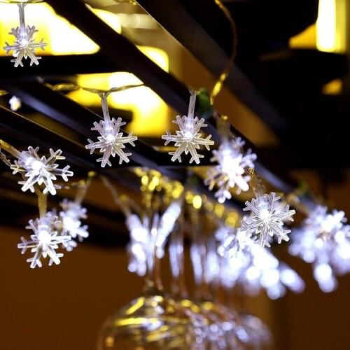 10ft 20 LED 20ft 40 LED Fairy Lights Christmas Light Snowflake String Lights Battery Operated Twinkle Lighting Hanging Decor D30