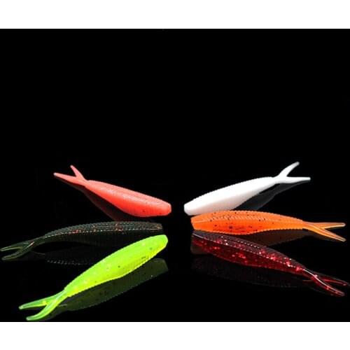10pcs/lot Soft Fishing Lure Artificial Silicone 6cm/1.5g Jig Wobbler Worm squid fork tail soft bait tail Carp Fishing Bait