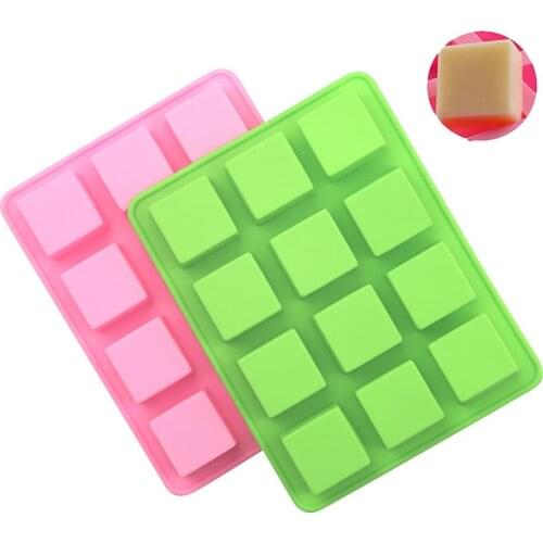 12 Cavity Square Soap Mold Pudding Candy Ice Cubes Molds Handmade Round Soap Making Soap Craft Cookie Biscuit Moulds Supplies
