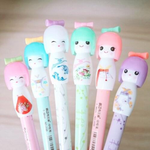 3pcs BZNVN Korean stationery Brandi 2096-3 neutral pen Japanese doll neutral pen 0.38mm creative pen