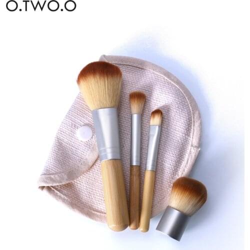 O.TWO.O 4PCS Makeup Brush Set Foundation Brush Bamboo Handle Makeup Brush Blush Brush and Eyeshadow Brush Foundation Brush