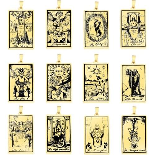 3pcs/lot 100% Stainless Steel Gold Tarot Card Pendant DIY Jewelry Charm Wholesale Findings Factory Price Never Fade Top Quality