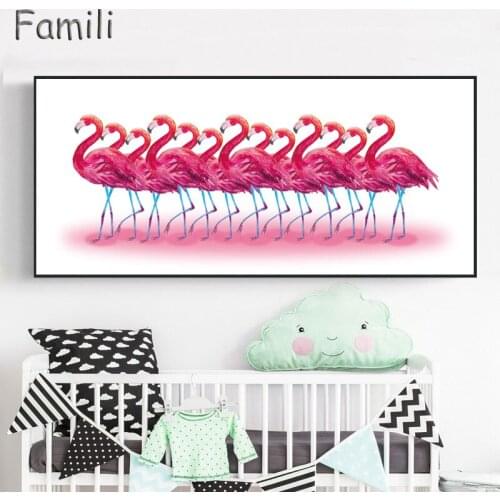 Abstract Flamingo canvas Painting On Canvas Pink Bird Painting For Wall Decoration Flamingos Painting For Living Room
