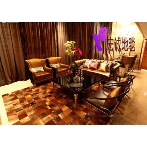 Free shipping factory made 100% natural cow pelage handmade cow leather rag rugs