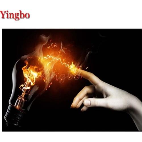 Diy 5d diamond mazayka diamond painting light bulb fire hand dimond painting full square/round drill embroidery rhinestone decor