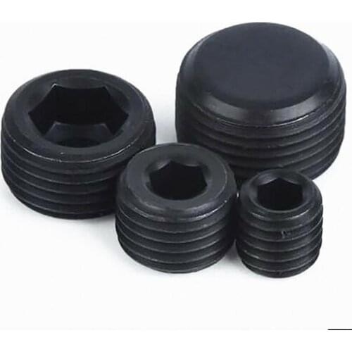 G1/16-28 1/16 Inch OD BSP Pipe Plug Grade 12.9 Carbon Steel Male Thread Hex Socket Oil Line Plug Throat Tap Stop Plug Set Screws
