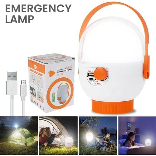 Camping Emergency Light LED Lantern USB Rechargeable 2 Lighting Modes Flashlight Car Light Outdoor Tent Lamp Portable Lamp