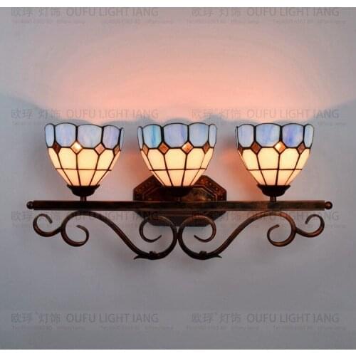 Fashion tiffany Mediterranean Mermaid mirror light fashion rustic wall lamp bed lamps