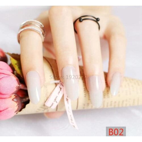 2020 Fashion Pointed long oval candy false nails tail tip Nail tablets natural color B02