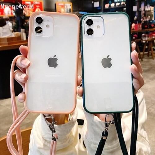MrenewedM For iPhone 12 Pro Max Candy Crossbody Strap Lanyard Rope Phone Case On 12 Mini 11 Pro XR XS Max SE 2020 7 8 Plus Shell