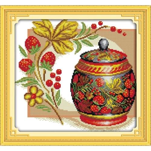 NEW Coloured pottery cross stitch kits 14ct white 11ct print on canvas embroidery set sewing hand made crafts home decor