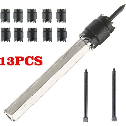 13pcs Spot Weld Cutter Set 7mm Double Sided Rotary Spot Weld Remover Drill Bit High Speed Steel Carbide Center Bit Tools