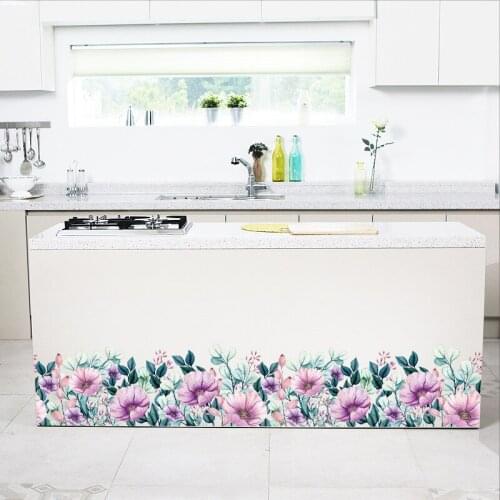 Beautiful Purple Pattern Skirting Wall Sticker for Living Room Cabinet Entrance Hallway Shop Glass Window Cabinet Decoration