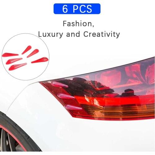 6 Piece/Set Car Tail Light Sticker Airflow Sticker Anti Collision Car Spoiler Acrylic Bumper Decor Strip Car-styling
