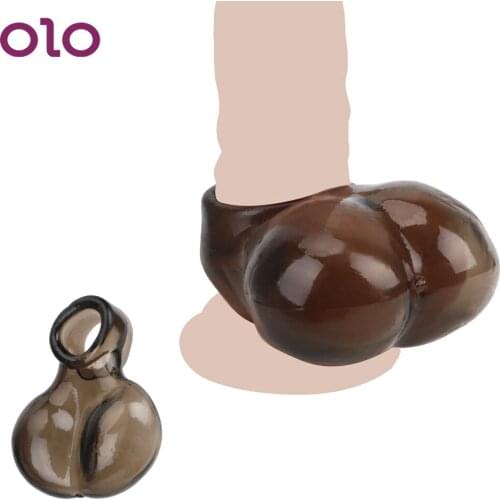 OLO Scrotum Ring Bondage Chastity Cage Lock Penis Ring Reusable Delay Ejaculation Sex Toys For Men Adult Sex Products