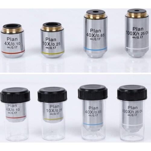 Professional Achromatic Plan Infinity Objective Lens 195mm Biological Microscope 4X 10X 20X 40X 60X 100X